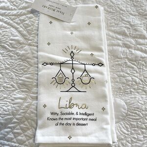 ISAAC MIZRAHI set of 2 kitchen towels with LIBRA  astrological sign design